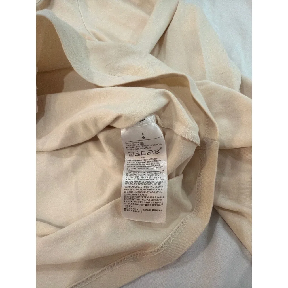 Banana Republic Womens Ruched V-Neck Long Sleeve Top‎ Cream Beige Size L
